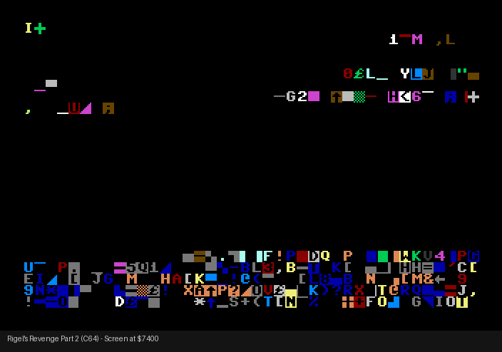 C64 Part 2 screen data at 7400