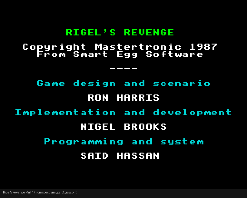 ZX Spectrum Part 1 raw binary