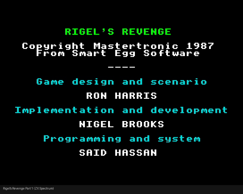 ZX Spectrum Part 1 title screen